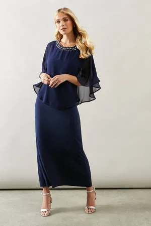 wallis Womens Petite Occasion Pearl Overlay Formal Maxi Dress