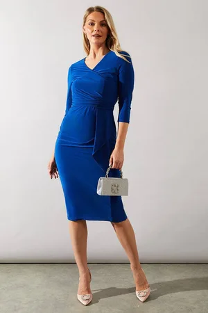 wallis Womens Occasion Drape Ruched Waist Midi Dress