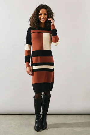 wallis Womens Stripe Colourblock Knitted Mini Dress