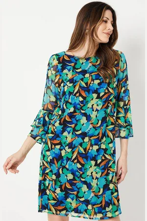 wallis Womens Floral Fluted Sleeve Shift Dress