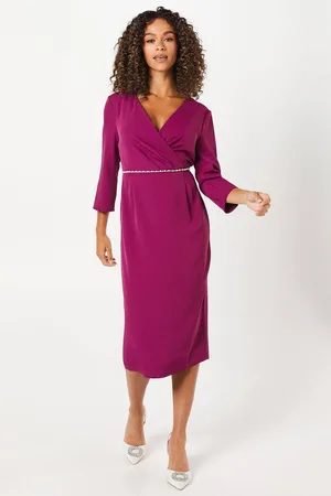 wallis Womens Occasion Tailored Pearl Detail Wrap Midi Dress