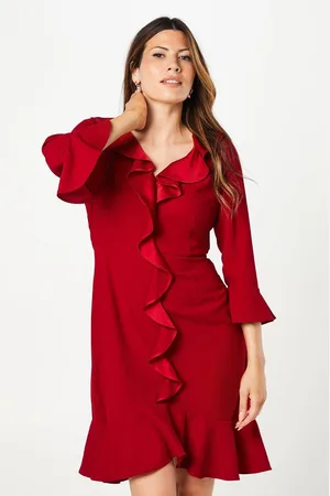 wallis Womens Occasion Satin Ruffle Shift Dress