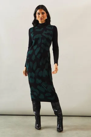 wallis Womens Abstract Animal Jacquard Jumper Dress