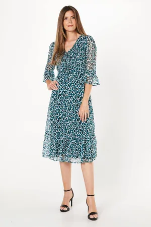 wallis Womens Leopard Midi Tea Dress