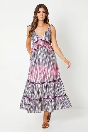 wallis Womens Printed Strap Detail Tiered Maxi Dress