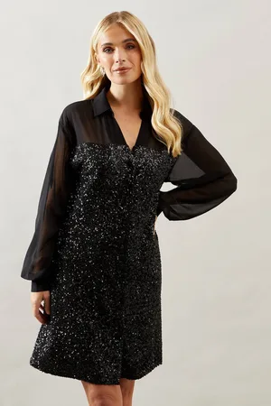 wallis Womens Sequin Shirt Dress