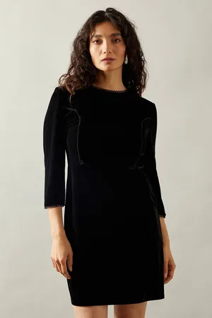wallis Womens Occasion Velvet Lace Trim Shift Dress