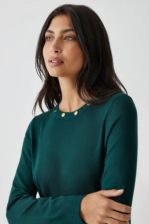 wallis Womens Crew Button Detail Jumper