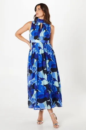 wallis Womens Petite High Neck Pleat Detail Sleeveless Maxi Dress