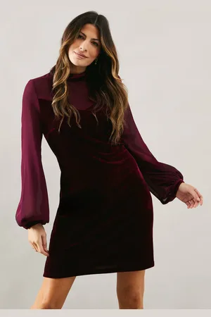 wallis Womens Occasion Velvet Chiffon Sleeve Shift Dress