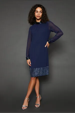 wallis Womens Occasion Hand Embellished Sequin High Neck Shift Dress
