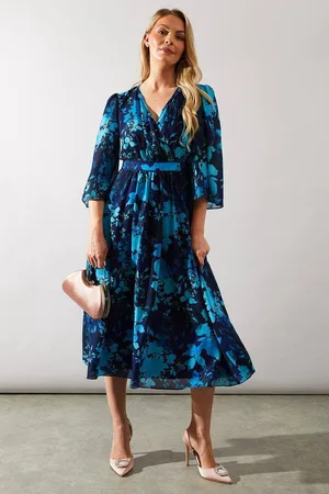 wallis Womens Occasion Floral Cape Sleeve Midi Dress