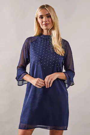 wallis Womens Petite Occasion Hotfix High Neck Shift Dress