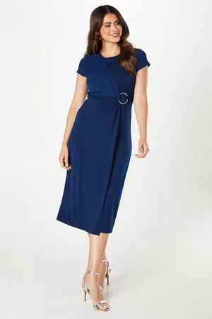 wallis Womens Jersey Wrap Buckle Midi Dress