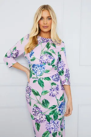 wallis Womens Petite Occasion Floral Scuba Midi Dress