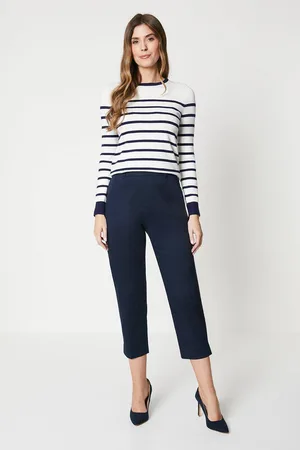 wallis Womens Side Zip Stretch Crop Trousers