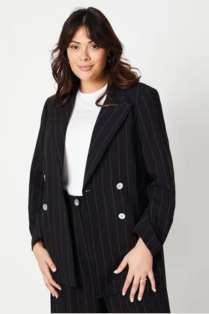 wallis Womens Curve Stripe Longline Double Breasted Blazer