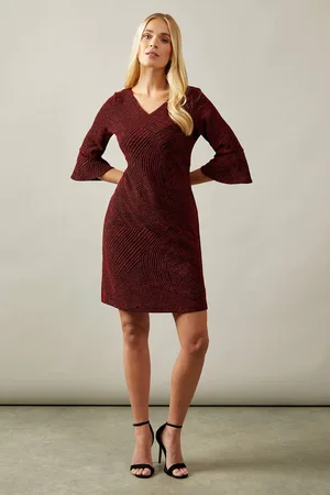 wallis Womens Petite Occasion Glitter Jersey Ruffle Shift Dress