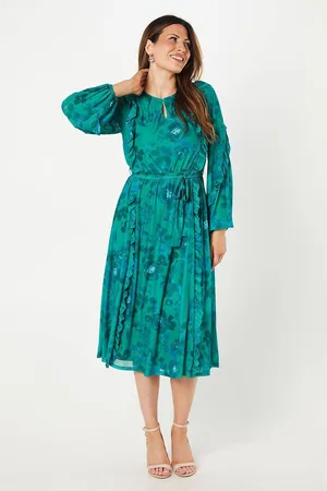 wallis Womens Occasion Floral Mesh Ruffle Midi Dress