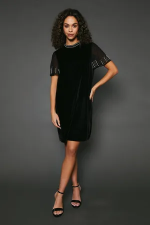 wallis Womens Occasion Velvet Embellished Sequin Shift Dress