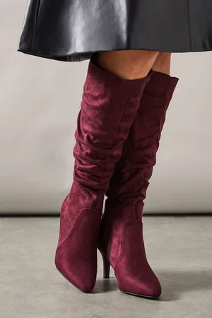 wallis Womens Hista Ruched Mid Heel Pointed Knee Boots