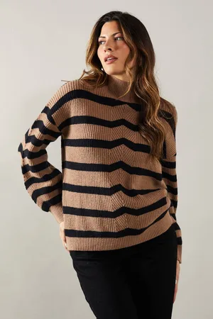 wallis Womens Striped High Neck Cosy Jumper