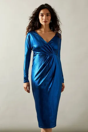 wallis Womens Occasion Metallic Jersey Wrap Pencil Dress