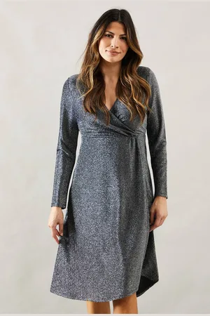 wallis Womens Occasion Glitter Jersey Wrap Midi Dress