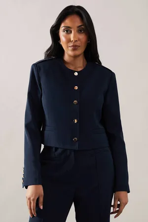 wallis Womens Petite Collarless Military Jacket