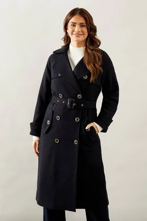 wallis Womens Wool Mix Military Belted Trench Coat