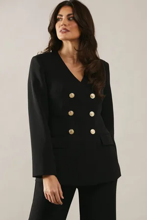 wallis Womens V Neck Double Breasted Blazer