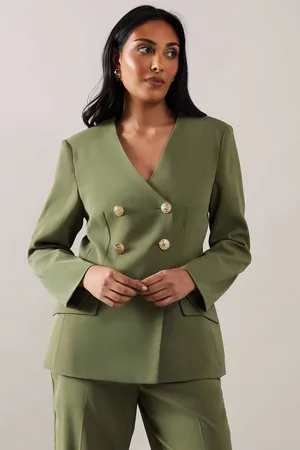 wallis Womens Petite V Neck Double Breasted Blazer