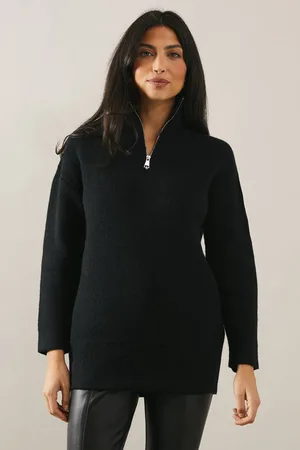 wallis Womens Quarter Zip Down Knitted Tunic