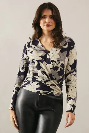 wallis Womens Floral Print Jersey Wrap Top