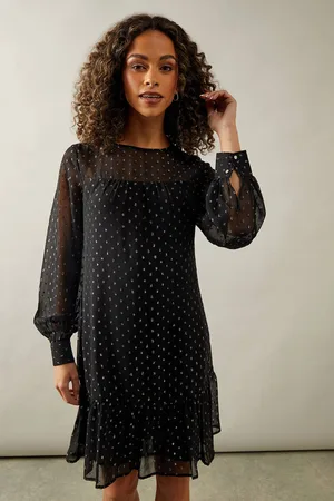wallis Womens Occasion Metallic Ruffle Hem Shift Dress