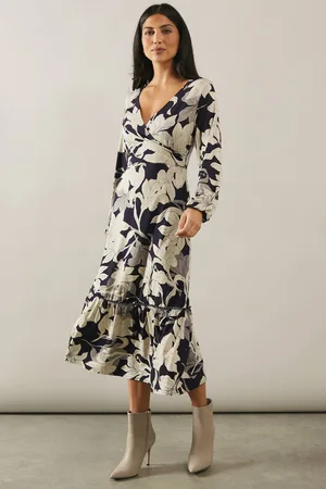 wallis Womens Floral Print Jersey Wrap Dress
