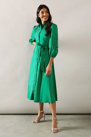 wallis Womens Cotton Cutwork Detail Shirt Midi Dress
