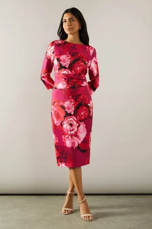 wallis Womens Floral Scuba Midi Dress
