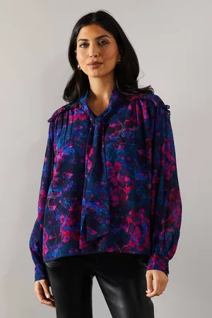 wallis Womens Floral Print Tie Front Blouse