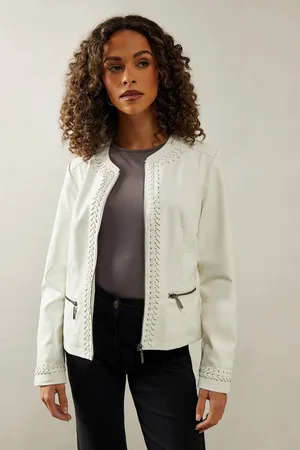 wallis Womens Whipstitch Detail Faux Leather Jacket