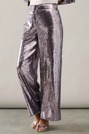 wallis Womens Sequin Wide Leg Trousers