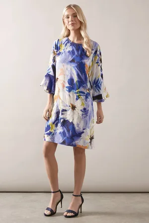 wallis Womens Petite Floral Print Frill Sleeve Shift Dress