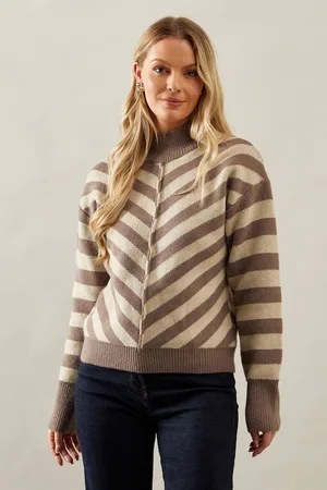 wallis Womens High Neck Stripe Jumper