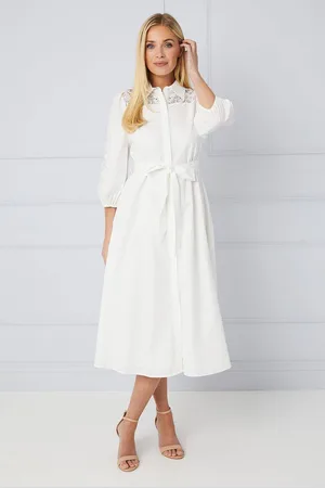 wallis Womens Petite Occasion Cotton Cutwork Detail Shirt Dress