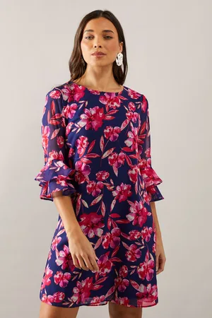 wallis Womens Petite Floral Ruffle Sleeve Shift Dress