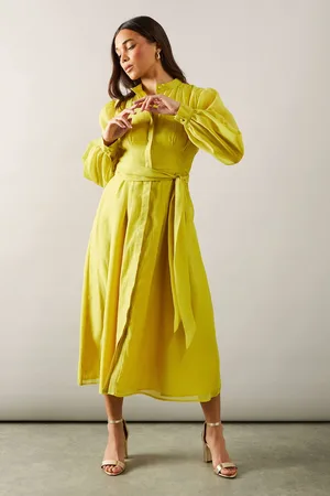 wallis Womens Petite Organza Collarless Midi Shirt Dress