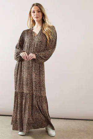 wallis Womens Leopard Collarless Viscose Jersey Midaxi Dress