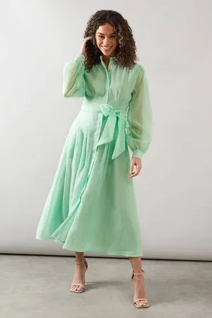 wallis Womens Textured Organza Midi Shirt Dress