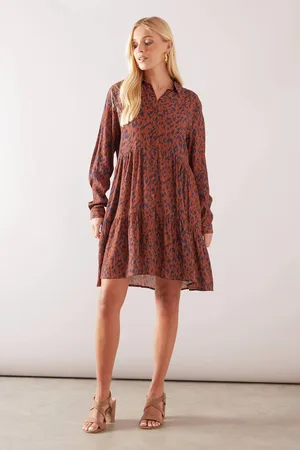 wallis Womens Petite Animal Print Viscose Tiered Shift Dress