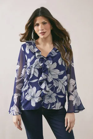 wallis Womens Floral Ruffle Detail Blouse